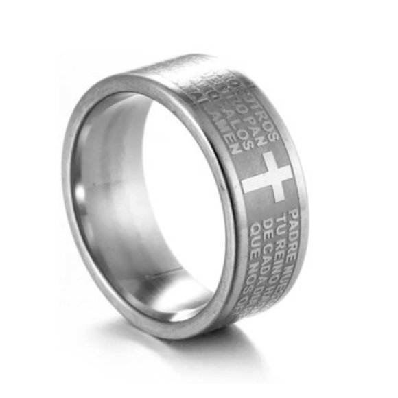 Beautiful silver ring with ( OUR FATHER ) in Spanish. PADRE NUESTRO - Picture 2 of 5